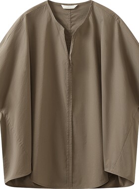 【商场同款】播26夏新品O型蝙蝠袖衬衫女宽松圆领衬衣BDT2HD2925