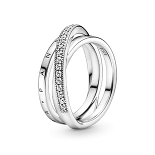 [情人节礼物]Pandora潘多拉恒耀三生环戒指Pavé密镶闪耀简约精致
