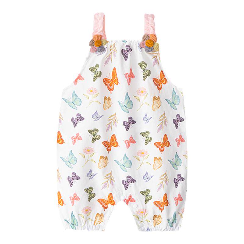 婴幼儿吊带连体衣夏季薄款无袖哈衣爬服超洋气纯棉衣服女宝宝夏装