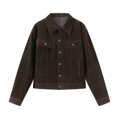 VLABMADE巧克力棕咖麂皮绒感夹克