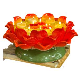 供佛灯座三孔九孔酥油灯烛台灯座蜡烛莲花灯烛莲花座荷花灯供灯4