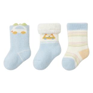 婴儿袜子宝宝秋冬加厚中筒袜新生儿0到3月冬季幼儿加绒保暖毛圈袜