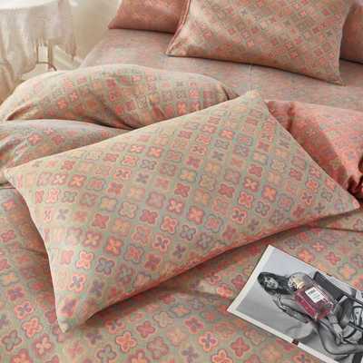 复古高级感a类母婴裸睡全棉色织双层纱四件套四季通用棉柔软床品