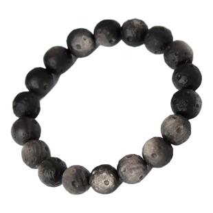 银曜石陨石手链女东海水晶玛瑙翡翠玉石猫眼散珠子磨砂黑曜石手串