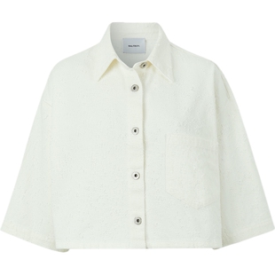 【折扣】HALFBOY 夏季女仿旧短款牛仔衬衫