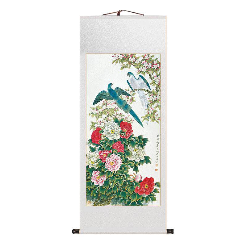 名家富贵牡丹国画新中式卷轴画