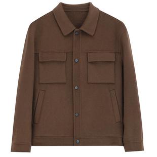 MindBridge【山羊绒】男士工装翻领毛呢大衣2025年冬短款羊毛外套