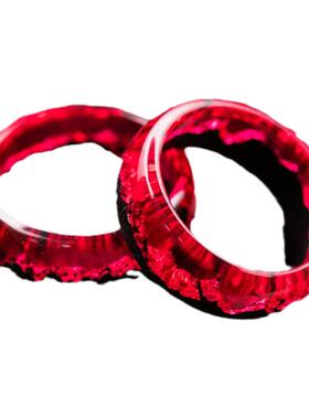 红色树脂木制情侣对戒结婚戒指