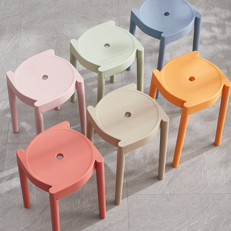 塑料凳子家用可叠放现代简约椅子加厚风车圆凳餐桌板凳成人餐凳