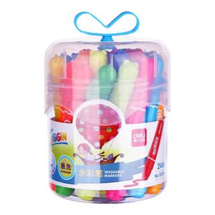 得力幼儿园水彩笔套装儿童彩笔画画笔小学生专用可水洗无毒宝宝画画彩色粗头幼儿涂鸦绘画24色36色婴儿岁可洗