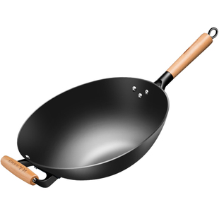 陆川铸铁锅铁人官方旗舰手工老式炒菜锅家用不粘锅燃气灶电磁炉