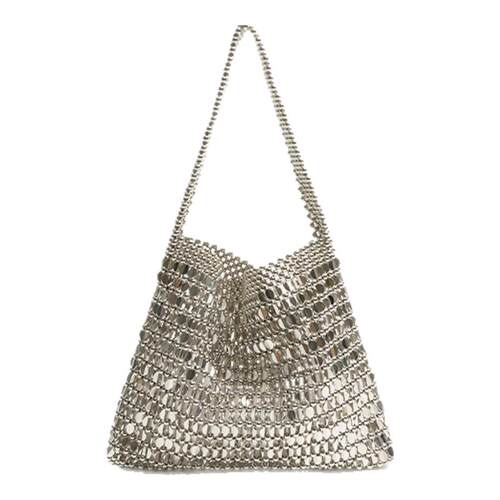 橙子少女复古金属感亮片编织包辣妹高级感单肩腋下包链条手提包包