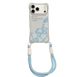 ins风油画花朵适用苹果18promax手机壳iPhone17pro小清新16pro斜挎挂绳13透明12软15pro全包14plus防摔保护套