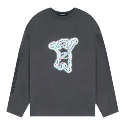 WE11DONE中性男女同款经典多彩小熊印花圆领长袖T恤休闲宽松