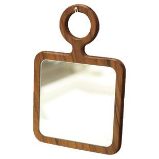 黑胡桃悬挂手柄化妆镜子便携实木手持梳妆美容喜镜定制LOGO刻字