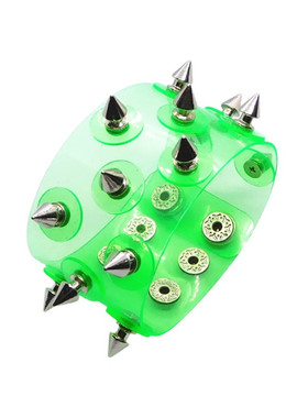 尖刺铆钉圆盘翠绿软塑料透明手链