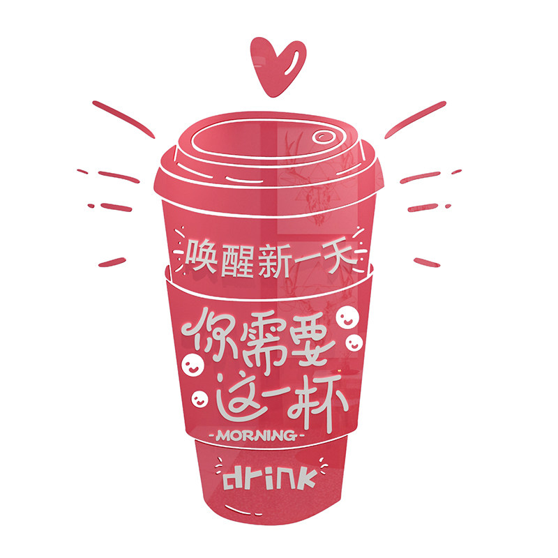 奶茶店玻璃门海报网红打卡