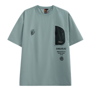 ONIARAI/鬼洗春夏24新品户外网状口袋字母LOGO短袖男T恤 B830159