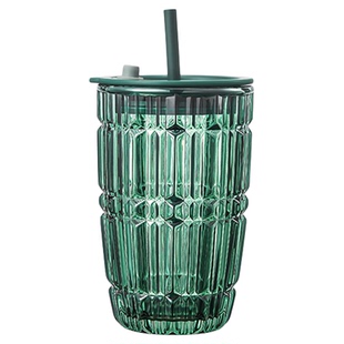 乐唯诗吸管杯玻璃杯喝水家用水杯女士高颜值咖啡杯牛奶果汁办公室