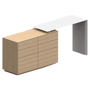 出乎生活莫伊梳妆台斗柜一体极简日式实木奶油风原木卧室化妆桌