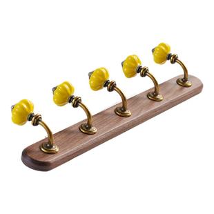 法式复古胡桃木实木挂钩门后玄关衣帽架装饰挂衣钩打孔上墙中古风