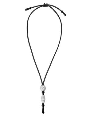 韦唯同款玛瑙球坠皮绳项链