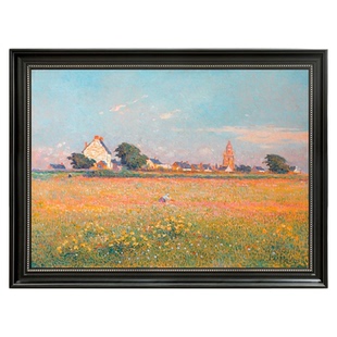 法式中古风餐厅复古风景装饰画高级感玄关柜背景墙挂画印象派壁画