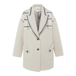LULUALWAYS我爱露露新款简约复古H型小香毛呢拼接大衣