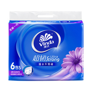 维达抽纸V2239超韧系列三层6包130抽可湿水面巾抽纸多地区包邮