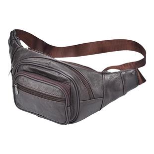 真皮腰包男多功能牛皮休闲运动手机腰包多隔层跑步胸包头层牛皮