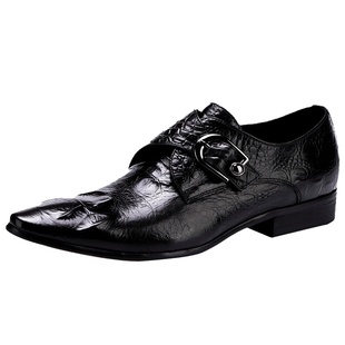 男士孟克鞋2022新款夏季鳄鱼纹英伦透气新郎男鞋商务正装尖头皮鞋