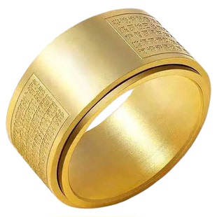 聚乾雅芝十二生肖钛金戒指可旋转转运招财戒子男女心经本命佛指环