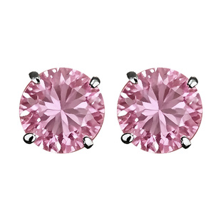 医用型耳钉F136植入级钛合金耳饰品爪镶粉钻锆石防过敏养耳洞耳扣