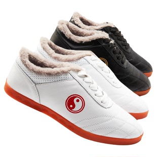 太极鞋女真皮软牛筋底男秋冬季加绒加厚太极拳练功鞋武术鞋武印象