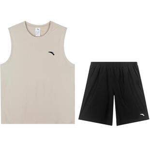 安踏冰丝无袖背心套装男2026夏季新款青少年篮球服短裤运动坎肩男