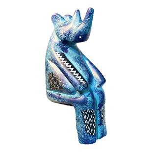 非洲工艺品可爱坐姿动物皂石摆件室内装饰品摆件高级感客厅轻奢风