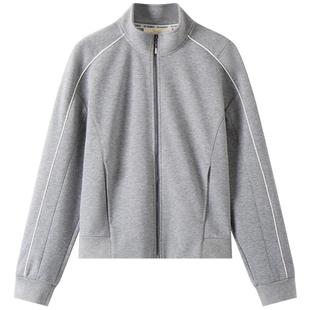 XII BASKET十二篮秋季时尚复古运动套装高级灰色小立领外套女