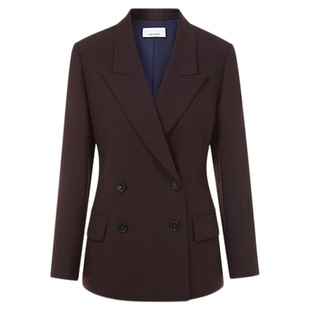 朗姿安克拉红高智感西装外套/西裤双排扣优雅女2025年冬季新款女