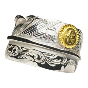 银创鹫见太郎18k点金唐草戒指925纯银手工定制情侣对戒银饰男指环