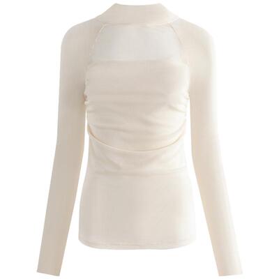 COCOBELLA网纱拼接透视打底衫