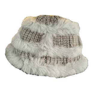 2025新款秋冬韩版真兔毛针织帽子女款保暖毛线帽大头围显脸小盆帽