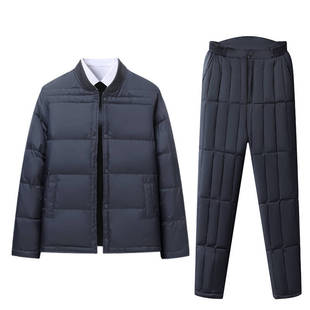 冬季中老年羽绒服内胆套装男短款秋冬季老人内穿保暖加厚上衣裤子