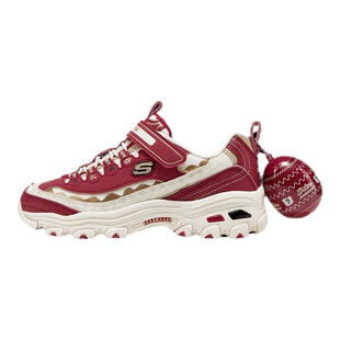 Skechers斯凯奇儿童女扭蛋鞋春秋蛇年红色青少年休闲运动老爹鞋