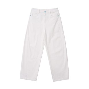 Hualun夏季防污白牛仔裤男款直筒裤慵懒风高街纯棉休闲垂感裤子男