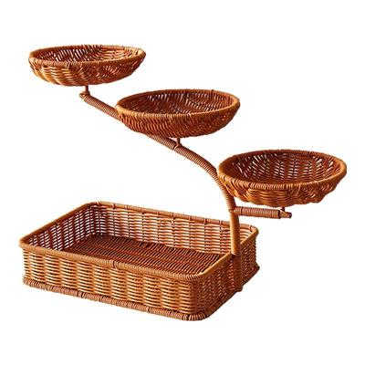 仿藤编步步高升多层水果篮托盘