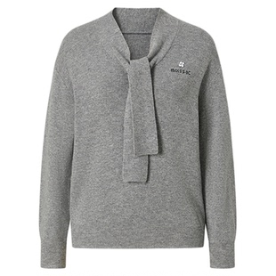 商场同款 摩萨克冬款学院休闲风系带领口套头毛针织衫女