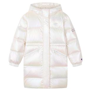 【抗菌】Champion冠军女童装2025冬季新款潮流炫彩连帽长款羽绒服