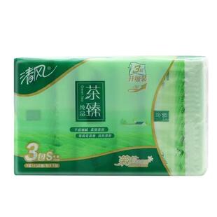 清风绵柔亲肤1提4包90抽XS码4层茉莉花香面巾纸抽纸家庭装压花纸