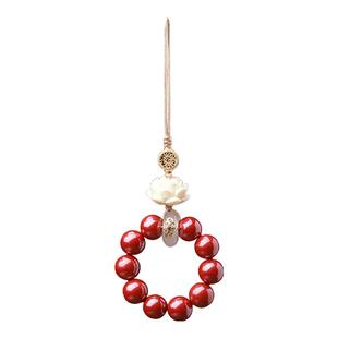 宝马奔驰朱砂汽车钥匙挂件帝王砂挂饰指环扣链吊坠挂坠挂绳子男女