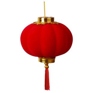2026新款小灯笼挂饰树上春节新年马年结婚过年大红植绒装饰件2025